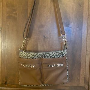 Tommy Hilfiger Brown Monogrammed Cross body Shoulder Bag